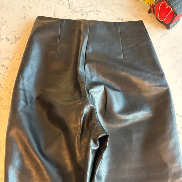 Women's Black Leather Pants - Picture 2 of 11